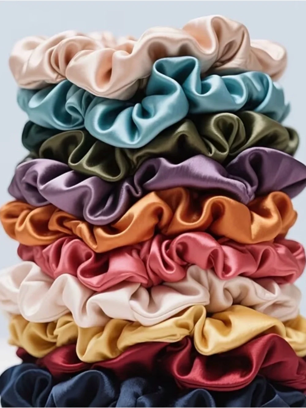 10 for $15 Colorful Satin Scrunchie Set-Multicolor-color randomly selected